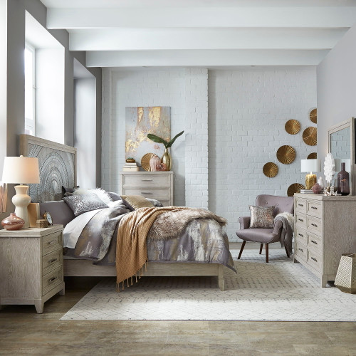 Belmar - 5 Piece Bedroom Set (California King Panel Bed, Dresser & Mirror, Chest, Nightstand) - Washed Taupe (902-BR-CPBDMCN)