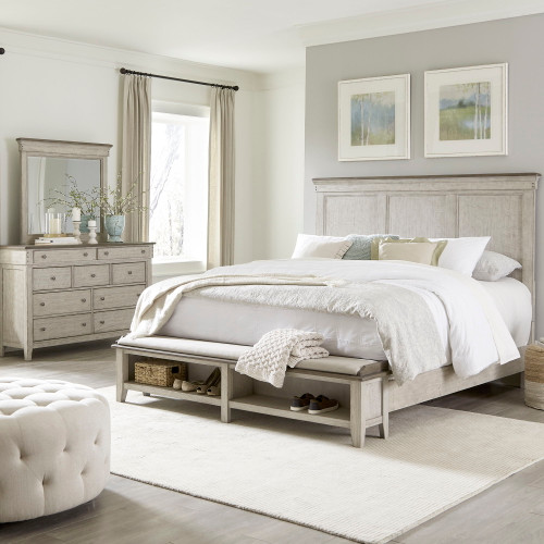 Ivy Hollow - 3 Piece Bedroom Set (Queen Storage Bed, Dresser & Mirror) - White (457-BR-QSBDM)