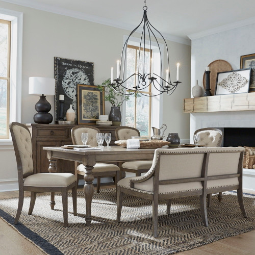 Americana Farmhouse - Optional 6 Piece Leg Table Set - Light Brown (615-DR-O6LTS)