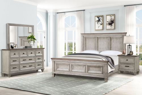 Mariana - 6/6 Eastern King 4 Piece Bedroom Set (Bed & Dresser & Mirror & Nightstand) - Gray