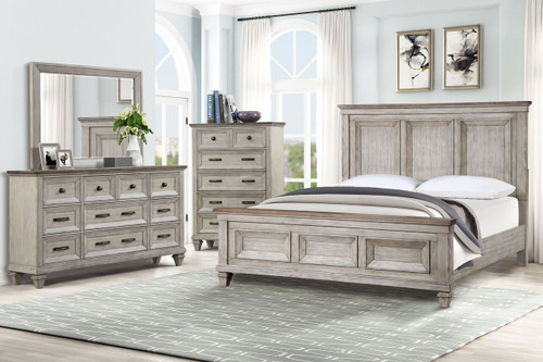 Mariana - 6/6 Eastern King 4 Piece Bedroom Set (Bed & Dresser & Mirror & Chest) - Gray