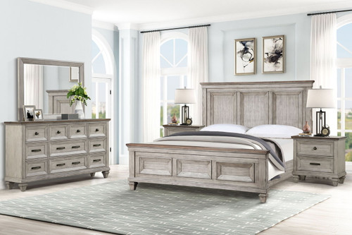 Mariana - 6/6 Eastern King 5 Piece Bedroom Set (Bed & Dresser & Mirror & 2 Nightstands) - Gray