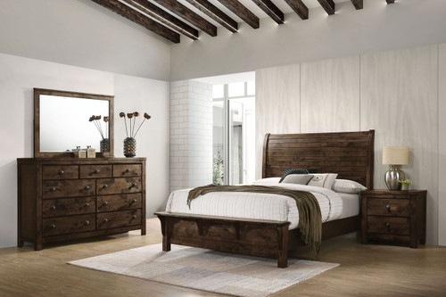 Blue Ridge - 6/0 Western King 4 Piece Bedroom Set (Bed & Dresser & Mirror & Nightstand) - Rustic / Gray