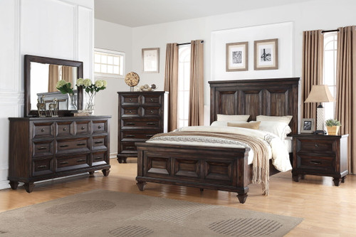 Sevilla - 6/6 Eastern King 5 Piece Bedroom Set (Bed & Dresser & Mirror & Chest & Nightstand) - Dark Brown