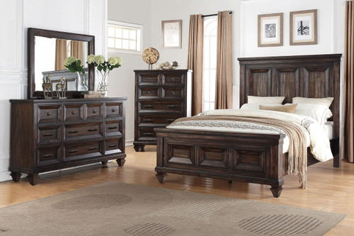 Sevilla - 5/0 Queen 4 Piece Bedroom Set (Bed & Dresser & Mirror & Chest) - Dark Brown