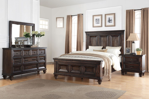 Sevilla - 6/0 Western King 4 Piece Bedroom Set (Bed & Dresser & Mirror & Nightstand) - Dark Brown