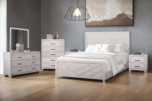 Biscayne - 6/6 Eastern King 6 Piece Bedroom Set (Bed & Dresser & Mirror & Chest & 2 Nightstands) - Gray