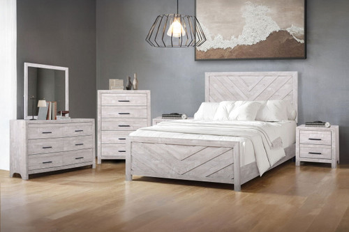 Biscayne - 5/0 Queen 6 Piece Bedroom Set (Bed & Dresser & Mirror & Chest & 2 Nightstands) - Gray