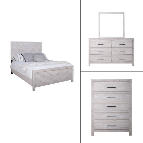 Biscayne - 5/0 Queen 4 Piece Bedroom Set (Bed & Dresser & Mirror & Chest) - Gray