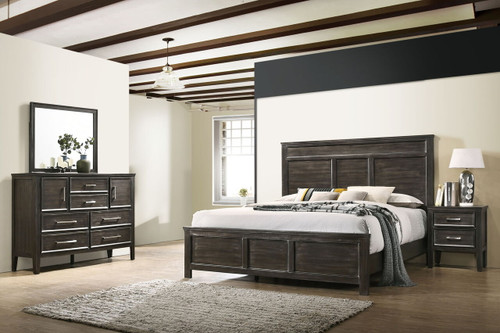 Andover - 6/0 Western King 4 Piece Bedroom Set (Bed & Dresser & Mirror & Nightstand) - Nutmeg