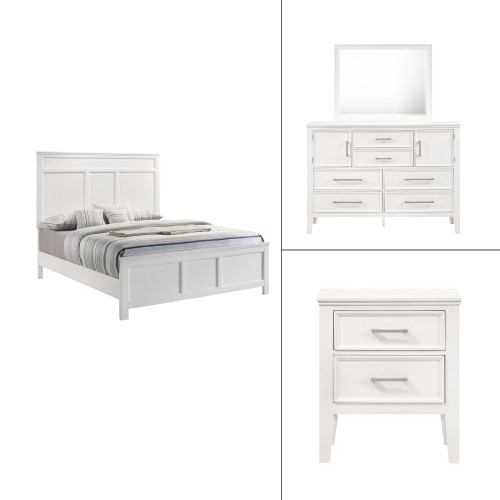 Andover - 5/0 Queen 4 Piece Bedroom Set (Bed & Dresser & Mirror & Nightstand) - White