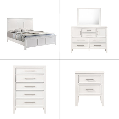 Andover - 6/0 Western King 5 Piece Bedroom Set (Bed & Dresser & Mirror & Chest & Nightstand) - White