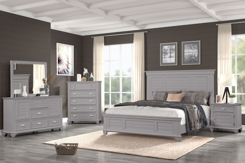 Jamestown - 6/6 Eastern King 5 Piece Bedroom Set (Bed & Dresser & Mirror & Chest & Nightstand) - Gray