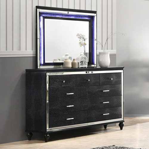 Valentino - 2 Piece Dresser & Mirror - Black
