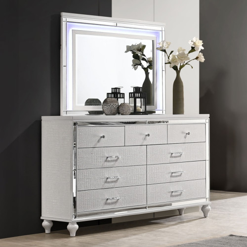 Valentino - 2 Piece Dresser & Mirror - White