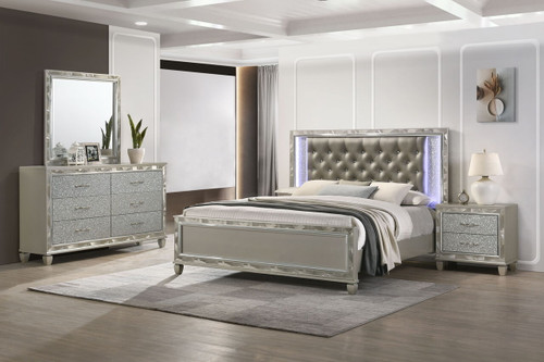 Radiance - 6/6 Eastern King 4 Piece Bedroom Set (Bed & Dresser & Mirror & Nightstand) - Gray