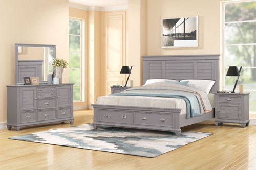 Jamestown - 6/6 Eastern King 5 Piece Bedroom Set (Storage Bed & Dresser & Mirror & 2 Nightstands) - Gray