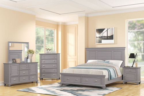 Jamestown - 5/0 Queen 5 Piece Bedroom Set (Bed & Dresser & Mirror & Chest & Nightstand) With Storage - Gray Jamestown - 5/0 Queen 5 Piece Bedroom Set (Bed & Dresser & Mirror & Chest & Nightstand) With Storage - Gray
