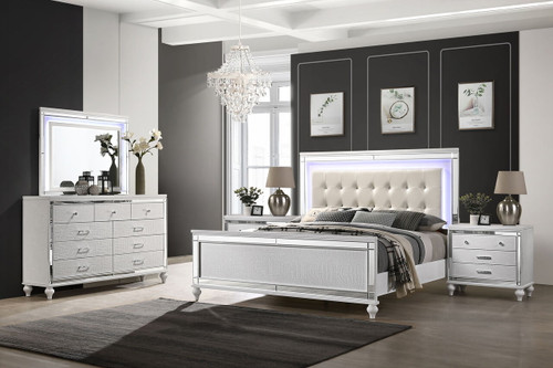 Valentino - 5/0 Queen 5 Piece Bedroom Set (Bed & Dresser & Mirror & 2 Nightstands) - White