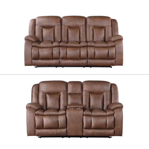 Morello - 2 Piece Manual Sofa & Loveseat - Brown