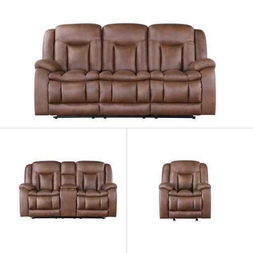 Morello - 3 Piece P1 Sofa & Loveseat & Recliner With Power Footrest - Brown