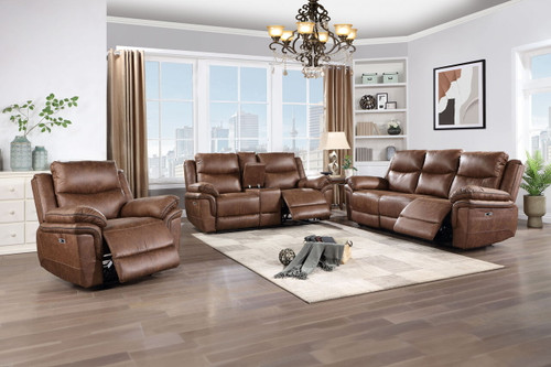 Ryland - Power P1 3 Piece Sofa & Loveseat & Recliner - Brown