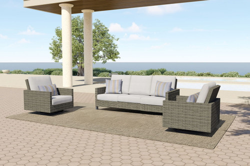Bungalow - 3 Piece Outdoor (Sofa & 2 Swivel Chairs) - Gray Bungalow - 3 Piece Outdoor (Sofa & 2 Swivel Chairs) - Gray