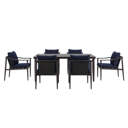 Moana - Patio 7 Piece Dining Set Table & 6 Chairs - Blue Moana - Patio 7 Piece Dining Set Table & 6 Chairs - Blue