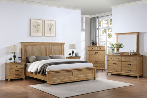 Sunstone - 5/0 Queen 6 Piece Bedroom Set (Bed & Dresser & Mirror & Chest & 2 Nightstands) - Light Brown