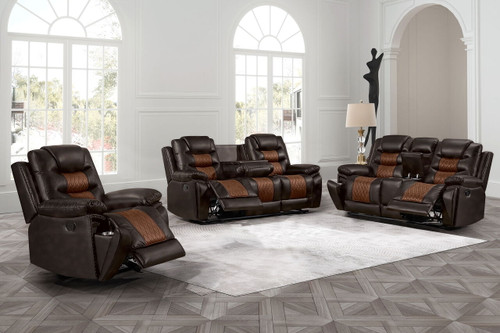 Nikko - Manual 3 Piece Sofa & Loveseat & Recliner - Brown