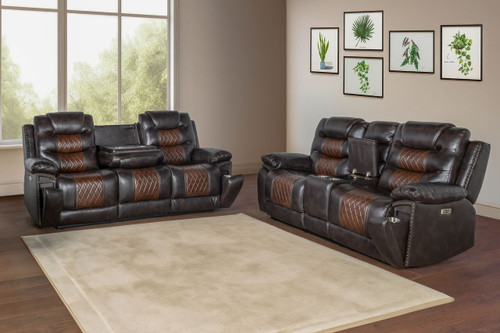 Nikko - P1 2 Piece Sofa & Loveseat Power Footrest - Brown