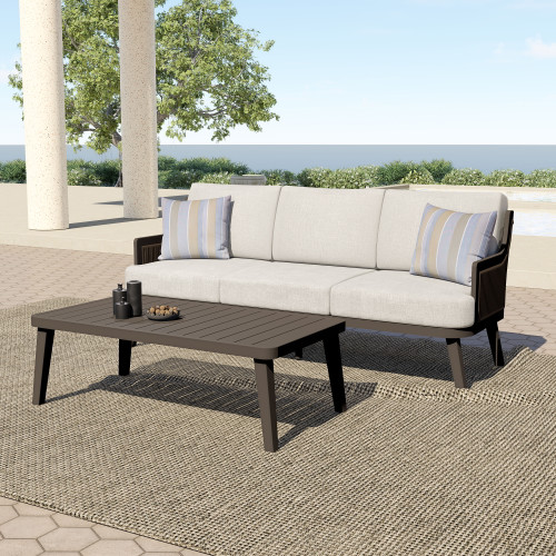 Genova - 2 Piece Outdoor (Sofa & Coffee Table) - Gray Genova - 2 Piece Outdoor (Sofa & Coffee Table) - Gray