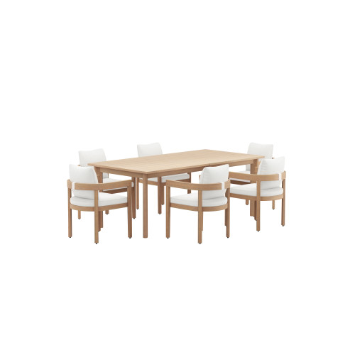 Wesley - Patio 7 Piece Dining Set Table & 6 Chairs - White Wesley - Patio 7 Piece Dining Set Table & 6 Chairs - White