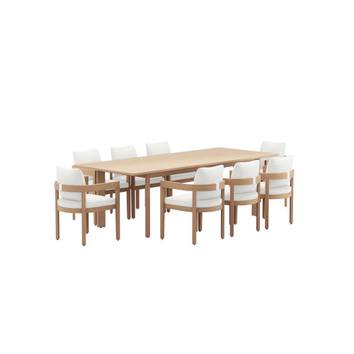 Wesley - Patio 9 Piece Dining Set Table & 8 Chairs - White Wesley - Patio 9 Piece Dining Set Table & 8 Chairs - White