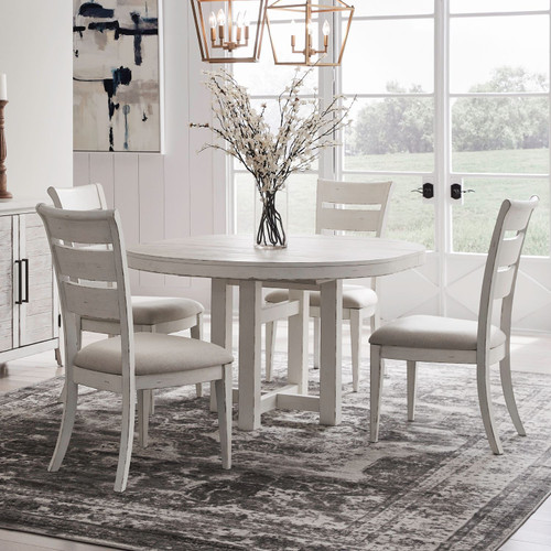 Backroads - 5 Piece Pedestal Table Set - White
