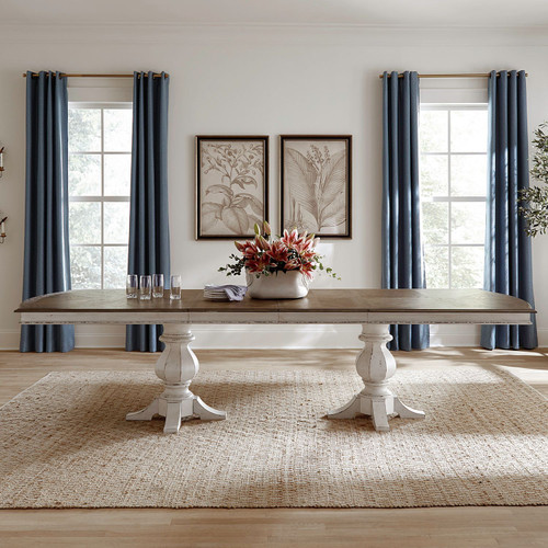 Magnolia Manor - Double Pedestal Table Top - White Magnolia Manor - Double Pedestal Table Top - White