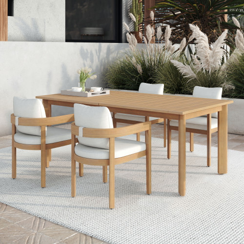 Wesley - 5 Piece Patio Dining Set (Table With 4 Chairs) - Brown / White Wesley - 5 Piece Patio Dining Set (Table With 4 Chairs) - Brown / White