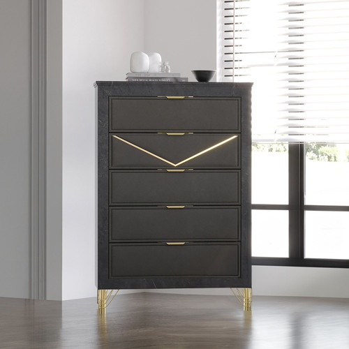 Symmetry - 5 Drawer Chest - Charcoal Symmetry - 5 Drawer Chest - Charcoal