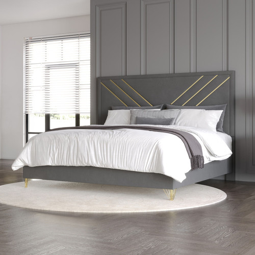 Symmetry - Eastern King Headboard, Footboard & Slat Kit - Charcoal