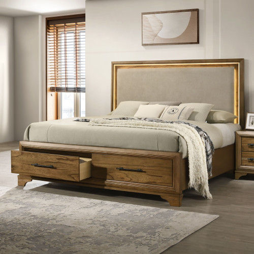 Talcott - 5/0 Queen Bed - Light Brown