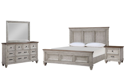Mariana - Western King 4 Piece Bedroom Set (Bed, Dresser, Mirror, Nightstand) - Gray