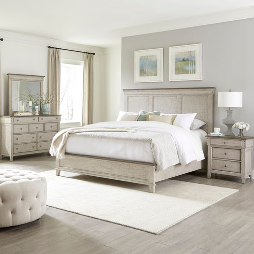 Ivy Hollow - 4 Piece Bedroom Set (California King Panel Bed, Dresser & Mirror, Night Stand) - White