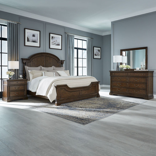 Arden Road - 4 Piece Bedroom Set (California King Poster Bed, Dresser & Mirror, Night Stand) - Cherry