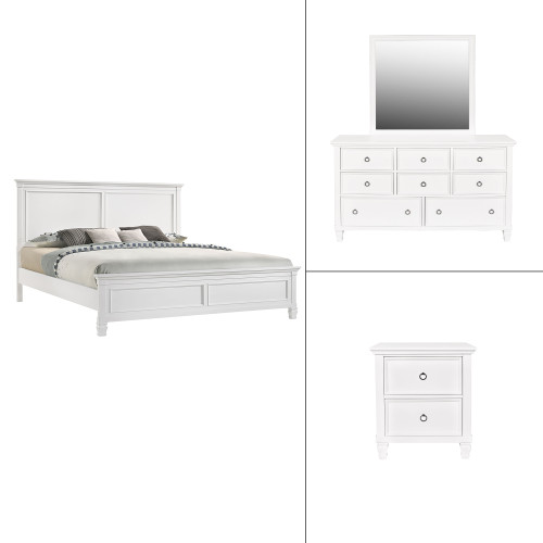 Tamarack - Eastern King 4 Piece Bedroom Set (Bed, Dresser, Mirror, Nighstand) - White
