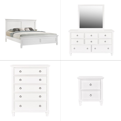 Tamarack - Eastern King 5 Piece Bedroom Set (Bed, Dresser, Mirror, Nighstand, Chest) - White