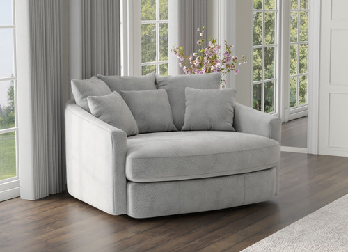 Matty - Round Accent Cuddle Chaise - Pewter