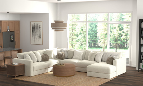 Ritzy - 6 Piece Modular Sectional (RSF Chaise) - Bone