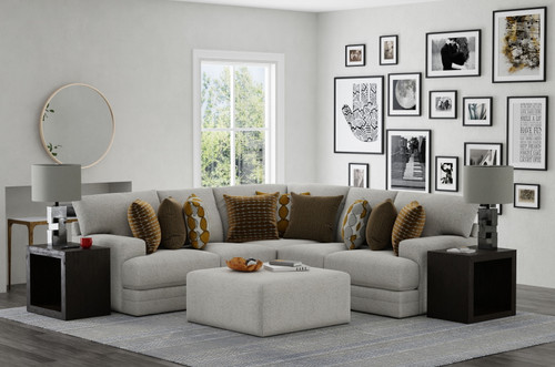 Tori - 2 Piece Sectional With Comfort Coil Seating, 41" Cocktail Ottoman And 9 Accent Pillows Included - Birch