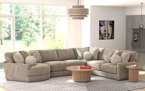 Turner - 5 Piece Sectional With LSF Cuddler - Mushroom