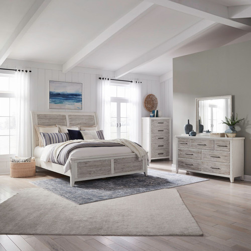 Backroads - 4 Piece Bedroom Set (King Sleigh Bed, Dresser & Mirror, Chest) - White